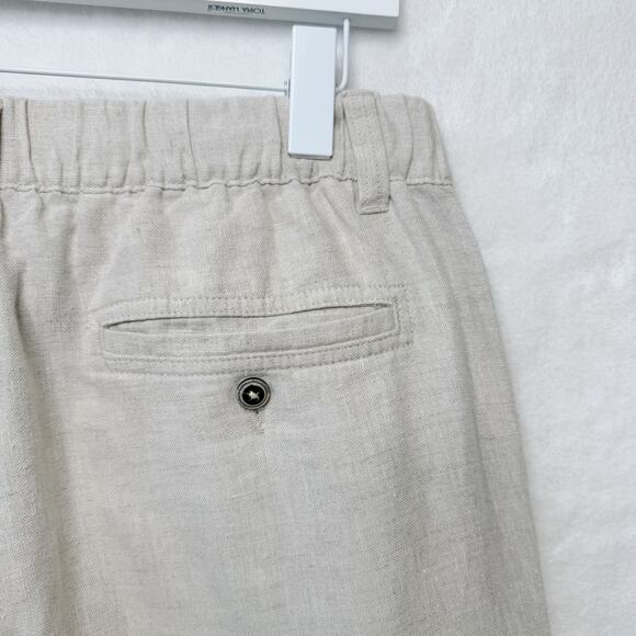 CARIBBEAN 100% Linen Relaxed Fit Pants Drawstring Natural Flax Beige Mens 36x32 - Picture 6 of 9